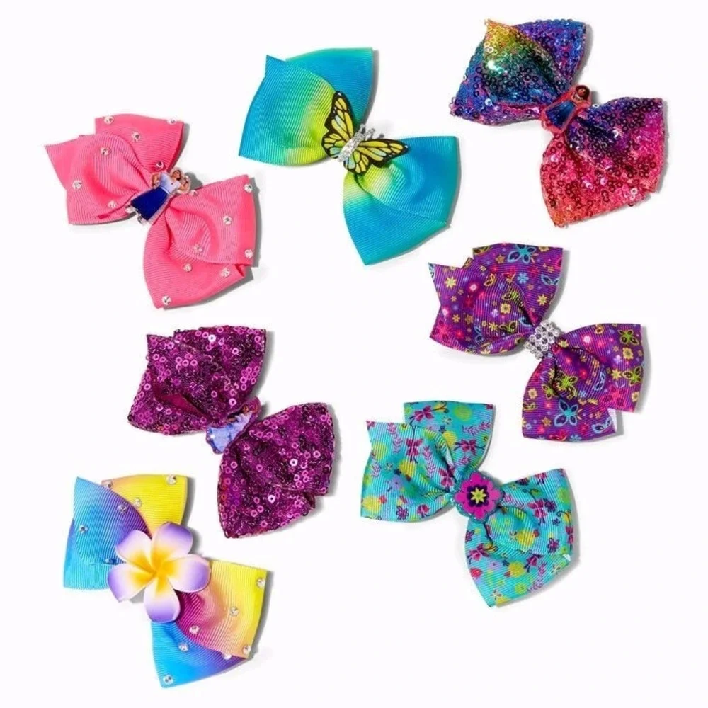 Disney Encanto Madrigal Hair Glitter Girls Hair Bow Clips - 7 Pack - Lot Of 2